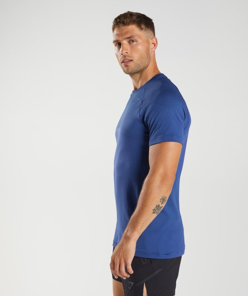 Men's Gymshark Apex Seamless T-Shirts Blue | CA 85N0DA